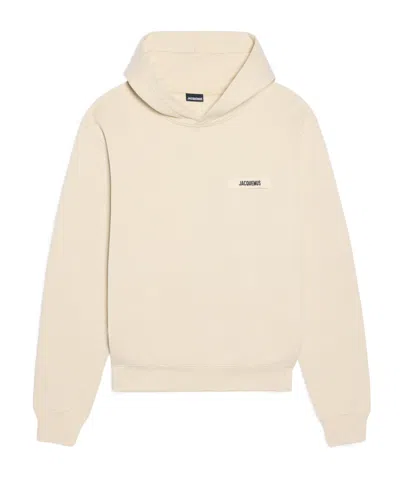 Jacquemus Light Beige Hooded Sweatshirt With Minimalist Design In Neutral