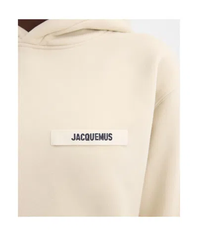 Jacquemus Light Beige Hooded Sweatshirt With Minimalist Design In Neutral