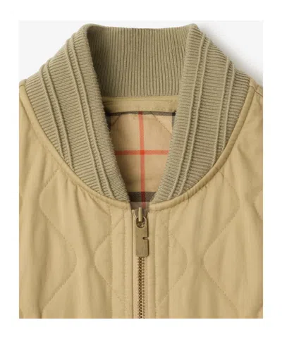 Burberry Quilted Vest Ribbed Collar Sleeveless In Brown