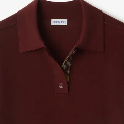Burberry Bordeaux Wool Polo Shirt In Burgundy