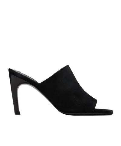 Totême Sculpted Heel Suede Mules With Toe Strap In Animal Print