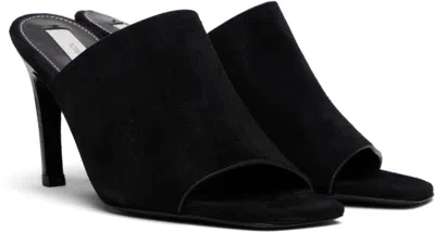 Totême Sculpted Heel Suede Mules With Toe Strap In Animal Print