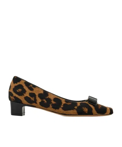 Ferragamo Rirri Bow-detailed Leather-trimmed Leopard-print Calf Hair Pumps In Animal Print