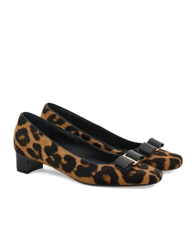 Ferragamo Rirri Bow-detailed Leather-trimmed Leopard-print Calf Hair Pumps In Animal Print