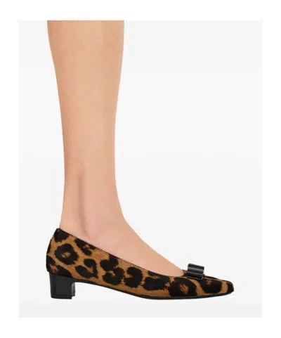 Ferragamo Rirri Bow-detailed Leather-trimmed Leopard-print Calf Hair Pumps In Animal Print
