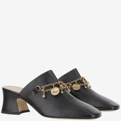 Chloé 80mm Charm-embellished Heeled Mules In Black