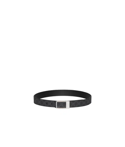 Gucci Reversible Belt With Rectangular Buckle In Black