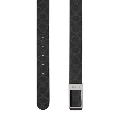 Gucci Reversible Belt With Rectangular Buckle In Black