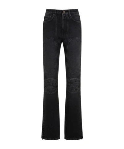 Jean Paul Gaultier Jeans With Padded Inlays And Lace Up In Black
