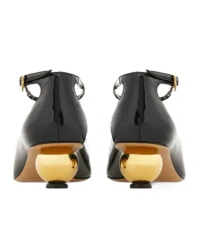 Ferragamo Black Patent T-strap Décolleté In Black