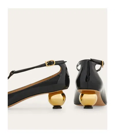 Ferragamo Black Patent T-strap Décolleté In Black