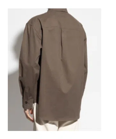 Ferragamo Patched Pocket Long-sleeved Shirt In Brown