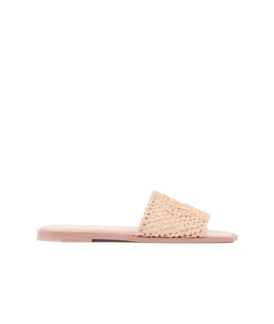 Chloé Soleil Crochet Slide Sandals In Nude