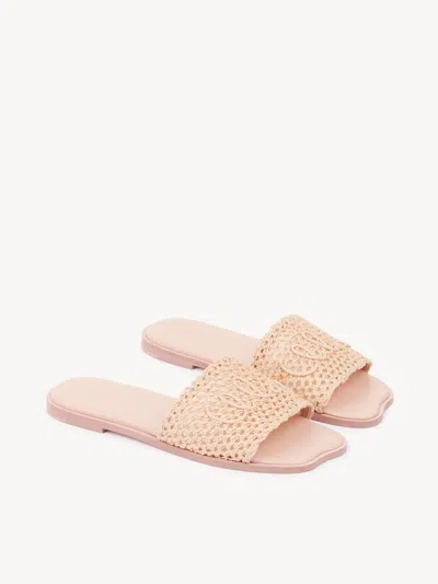 Chloé Soleil Crochet Slide Sandals In Nude