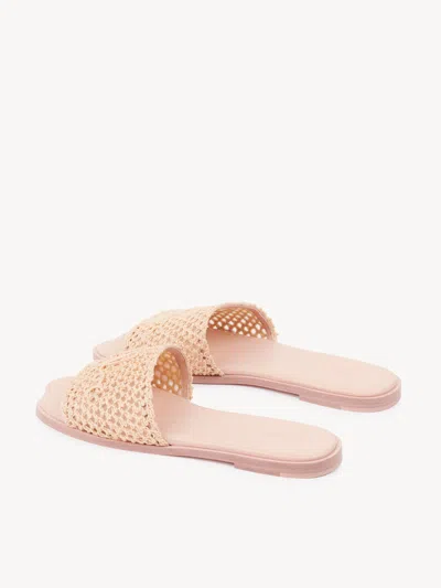 Chloé Soleil Crochet Slide Sandals In Nude
