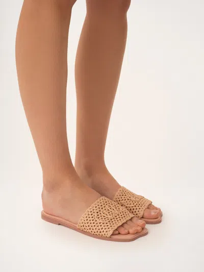 Chloé Soleil Crochet Slide Sandals In Nude