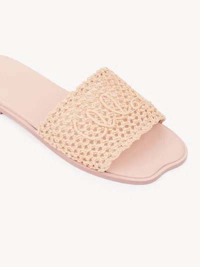 Chloé Soleil Crochet Slide Sandals In Nude
