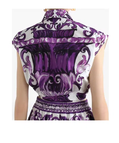 Dolce & Gabbana Purple Majolica Print Poplin Shirt Dolce E Gabbana