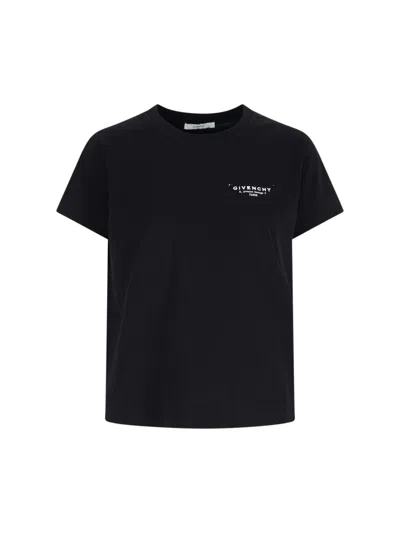 Givenchy Black Crewneck T-shirt With Logo Lettering On Front And Rear In Cotton Woman In Multi