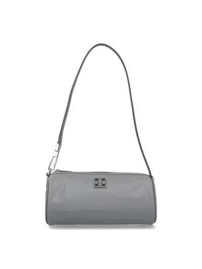 Tory Burch Virginia Cylinder Bag With Double-t Plaque In Gray