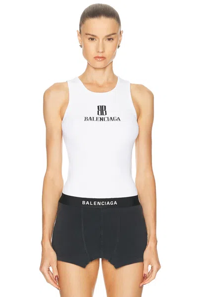 Balenciaga White Nano Bb Tank Top In White