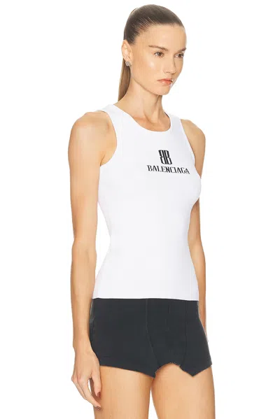 Balenciaga White Nano Bb Tank Top In White