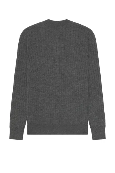 Bottega Veneta Ribbed Wool Cardigan In Gray