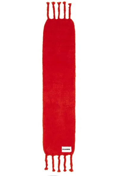 Jil Sander Logo Plain Scarf In Red