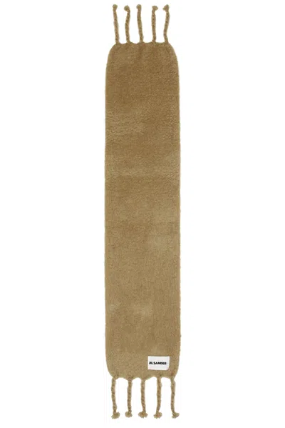 Jil Sander Logo Plain Scarf In Brown