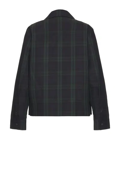 Moncler Cotton Gabarine Shirt Jacket With Check Pattern In Black