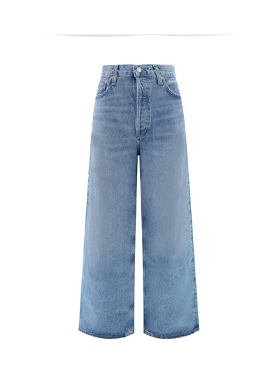 Agolde Light Blue Straight Boyfriend Jeans In Denim