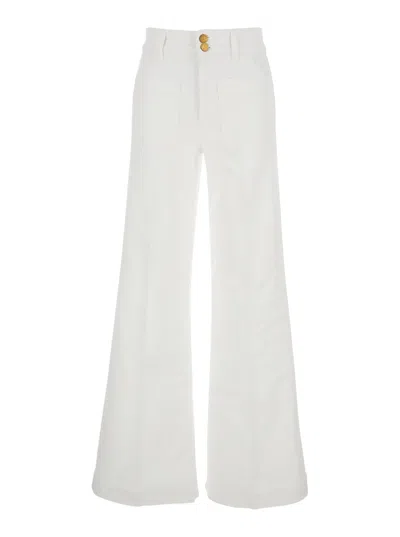 The Seafarer Jane White Pants With Patch Pockets On The Front And Logo Patch On The Back In Cotton Woman In White
