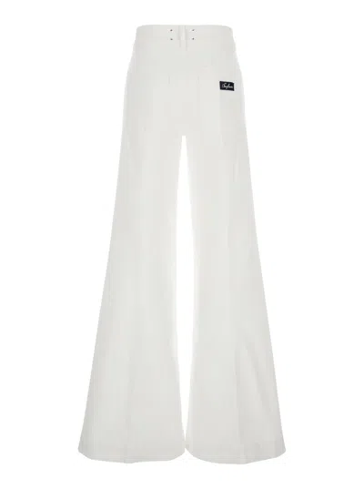 The Seafarer Jane White Pants With Patch Pockets On The Front And Logo Patch On The Back In Cotton Woman In White