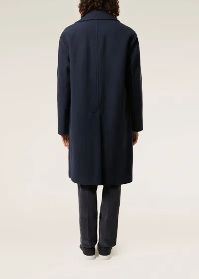 Doppiaa Aamburgo Navy Blue Single-breasted Coat In Blue