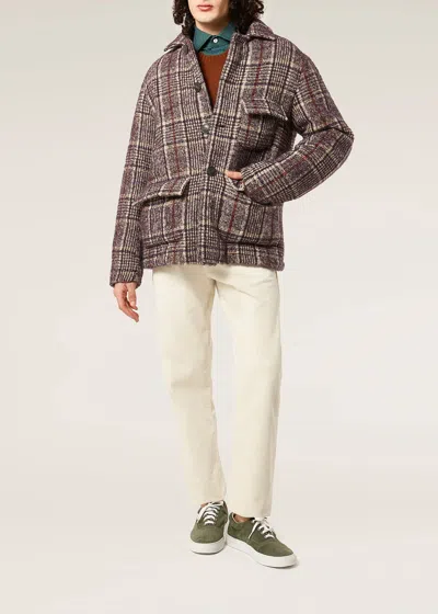Doppiaa Aaderbale Wool Checked Jacket In Neutral