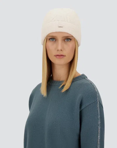 Herno Resort Beanie In Cable Knit Alpaca Wool