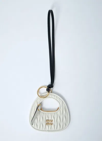 Miu Miu Quilted Leather Keyring Hardware In Black