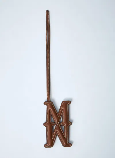 Max Mara Women Logo Embossed Leather Keyring In Brown