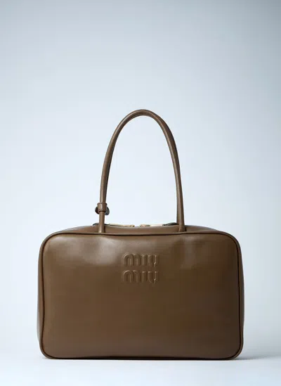 Miu Miu Large Beau Leather Shoulder Bag In Green