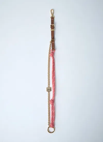 Miu Miu Women Tamaris Leather Cord And Metal Trick Keyring In Multi