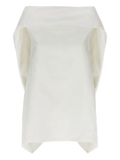 The Row Draped Sleeveless Asymmetric Lightweight Top In White