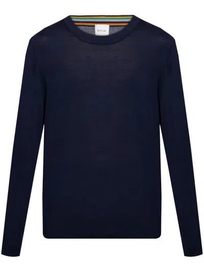 Paul Smith Lightweight Wool Crewneck Sweater With Ribbed Cuffs