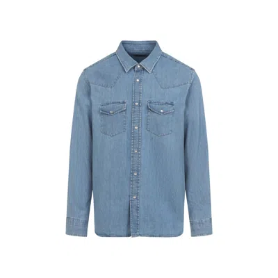 Tom Ford Cotton Denim Shirt In Blue