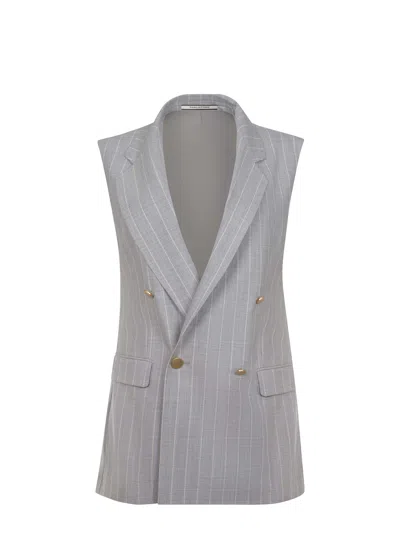 Tagliatore Grey Double-breasted Gilet In Gray