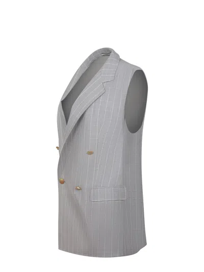 Tagliatore Grey Double-breasted Gilet In Gray