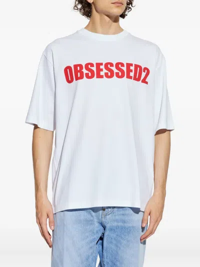 Dsquared2 Crew Neck T-shirt Bold Front Text In White