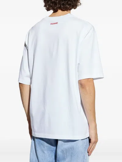 Dsquared2 Crew Neck T-shirt Bold Front Text In White