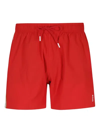 Hugo Boss Boss Nylon Swim Shorts In Red