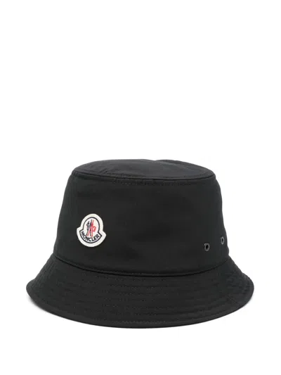 Moncler Cotton Lining Stitched Brim Hat In Black