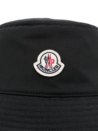 Moncler Cotton Lining Stitched Brim Hat In Black